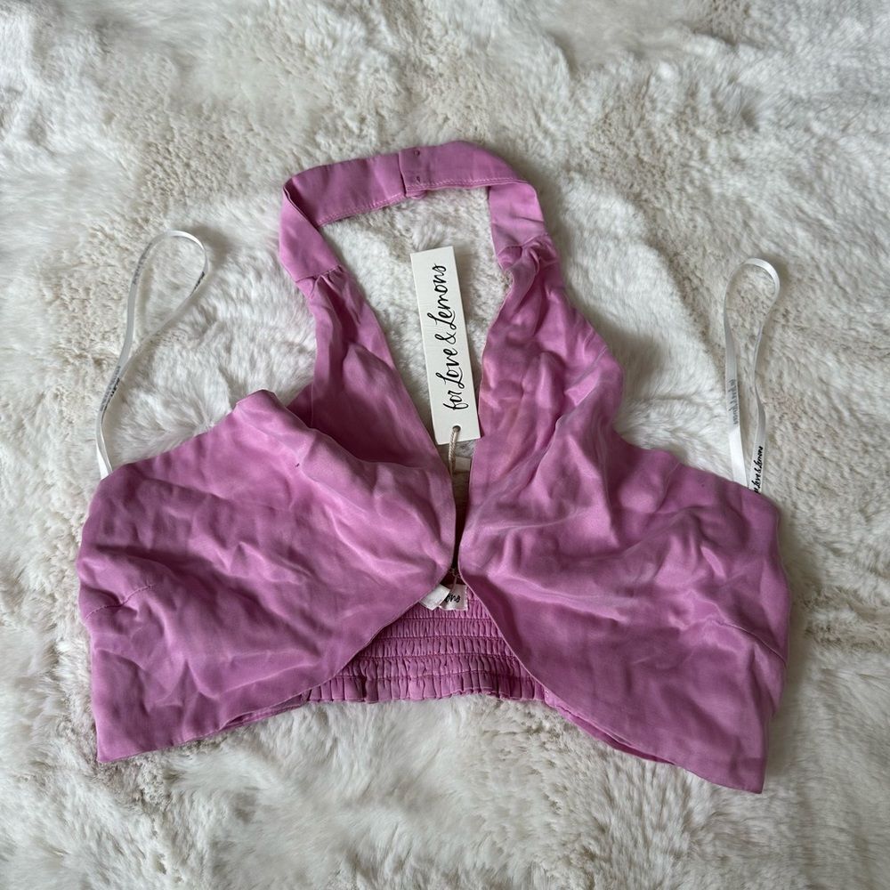 NWT with flaw: For Love And Lemons halter top in purple size s